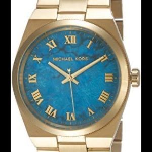 Michael Kors  turquoise dial, stainless steel, gold hands and Roman numerals!